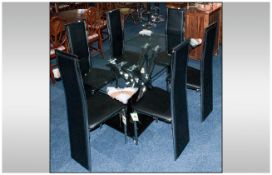 Contemporary Large Glass Dining Suite comprising large dining table 59 by 36 inches with chrome base