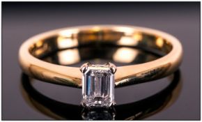 18ct Gold Single Stone Diamond Ring, Together With Diamond Certificate Stating The Diamond To Be .