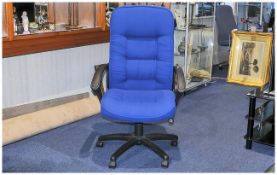 Contemporary Office Chair with blue upholstered fabric.