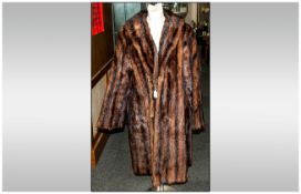 Ladies Three Quarter Length Dark Brown Fur Coat, fully lined.
