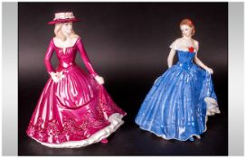 Royal Worcester Floral Ladies, Les Petites, 'January', in magenta dress and hat, plus Limited