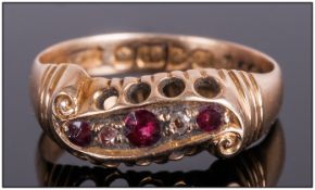 Edwardian Ladies 18ct Gold Set Ruby & Diamond Ring, Fully hallmarked 1908.