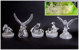 5 Glass Bird and Animal Figures together with a Small Collection of Glassware.