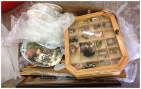 Box of Pottery and Cabinet Plates