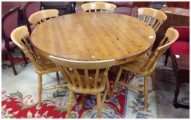 Pine Dining Table and Six Chairs