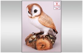 Royal Crown Derby Hand Painted Bone China Figure ' Barn Owl ' Date 1976. Height 5.75 Inches.