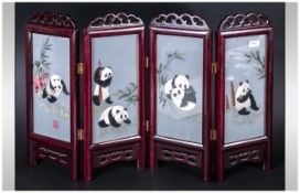 Small Modern Chinese Table Screen, Depicting Pandas