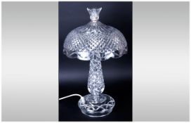 Waterford Finest and Impressive Cut Crystal Table Lamp 'Achill' Pattern Waterford label to shades.
