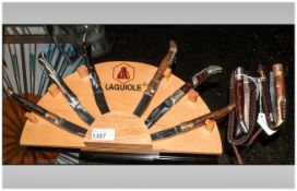Display Containing 6 Laguiole Utility/Pocket Knives Plus 2 Others