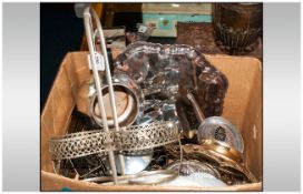 Collection Of Silver Plated Ware, Comprising Tea & Coffee Pots, Georgian Style Salver, Shallow