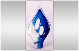 Murano Glass Freeform Blue Coloured Sculpture, 15 inches in height.