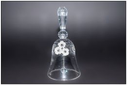 Swarovski Tall Crystal Table Bell with Flowers. c.1987. Boxed and Mint Condition. Height 5.5