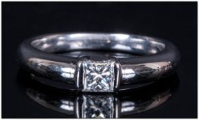 Ladies 18ct White Gold Single Stone Diamond Ring, The Princess Cut Diamond of Excellent Colour and