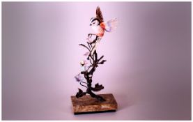 Albany Fine China Ltd Edition and Numbered Hand Painted Bronze Bird Figure mounted on a marble