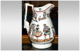 Elsmore & Forster Ironstone Grimaldi Transfer Printed Puzzle Jug, Pierced Handle And Base Printed