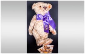 Steiff Queen Elizabeth Commemorative Teddy Bear 80th Birthday, Dated 2006. 11'' in height. Excellent