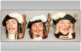 Royal Doulton Small  Character Jugs 'The Three Musketeers', 1. Porthos D6453, 2. Aramis D6454, 3.