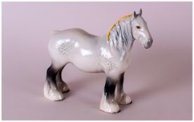 Beswick Horse Figure Dapple Grey Shire Mare Model num 818. Designer A Greddington. Circ 1940-1962.