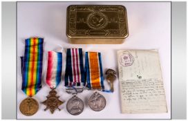 Bravery In The Field WW1 Group Of Four Medals, Comprising 1914-15 Star, British War Medal, Victory