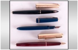 Parker 61 Vintage 12ct Gold Plated Fountain Pens With 14k Gold Knibs. 3 in total.