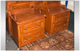 Pair of Pickled Pine Miniature Chest of Drawers, With Splash Backs to the Front and Sides, Below Two