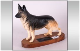 Beswick German Shepherd Dog on Plinth. 9 x 8 Inches.