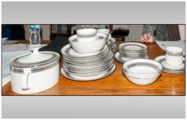 Modern West German Part Dinner Set comprising tureen, dinner plates, bowls, cups and saucers (40)