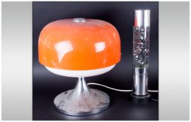 1960's Style Table Lamp, Orange Plastic Shade With Chrome Base. Marked 'Art 4010'' Together With A