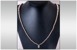 1920's 2 Strand Good Quality Cultured Pearl Necklace with 9ct white gold clasp. Boxed.