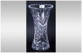 Tall Cut Glass Vase with star cut base, 12'' in height.