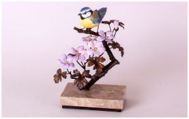 Albany Fine China Ltd Edition and Numbered Hand Painted Bronze Bird Figure mounted on a marble