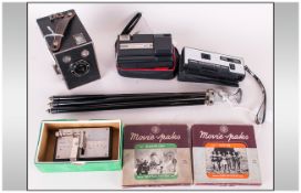 A Vintage Collection of Movie and Camera Memorabilia, Includes Kodak Box Camera and Kodak Pocket