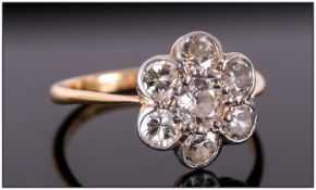 Antique 18ct Gold & Platinum Set Seven Stone Diamond Ring The old brilliant cut diamond of good