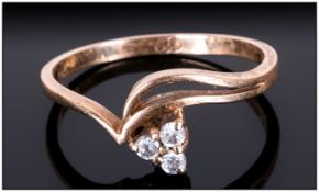 Ladies 9ct Gold Set Diamond Ring Marked 375.