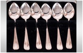 A Boxed Set of Six Silver Tea Spoons. Hallmark Sheffield 1933. Unused Condition.