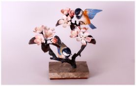 Albany Fine China Ltd Edition and Numbered Hand Painted Bronze Bird Figure mounted on a marble