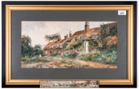 G.F Ride English Early 20th Century Artist Title 'Anne Hathaways Cottage. watercolour. Signed &