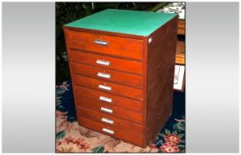 Vintage Post Office Type Till Cabinet with a Green Baize Top. The Top Draw Fitted for Coins with