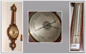 19thC Mahogany Banjo Barometer Marked For P Ortelli,3 Leather Lane, Holborn (A/)F In Need Of