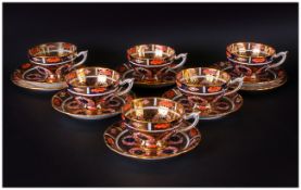 Royal Crown Derby Very Fine Imari Pattern 14 Piece Teaservice. Comprises 2 trios, 4 cups and saucer.