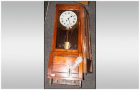 1930's Gledhill Type Oak Cased Works / Factory Clocking In and Out Clock, WIth a White Enamel Dial