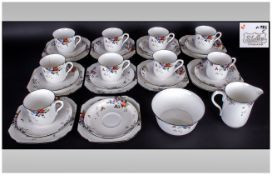 Shelley Part-Tea Service ( 36 ) Pieces In Total. Pattern No.11582, Shape - Vincent Spring Flowers on