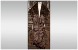 1930's Sheared Coney Long Panel Stole with 14 ermine tippets per side.