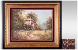 Two Framed Oil On Canvas Paintings Depicting Woodland Settings. One by P.J Altfield the other Les