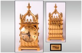 Imhof Gold Plated Brass Top Quality Swiss 8 Day Striking Mantle Clock Circa 1960's, This clock has a