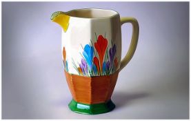 Clarice Cliff Handpainted Jug 'Autumn Crocus' Design 6.5'' in height. Restoration to spout area.