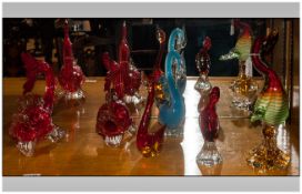 Collection Of Murano Style Glass Bird & Fish Figures