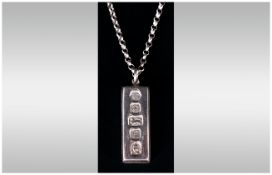 A Silver 1oz Hallmarked Ingot And Belcher Chain Hallmark Sheffield 1970, 36grams