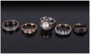 9ct Gold & Silver Dress Rings, 5 in total, poor condition. 12.7 grams.