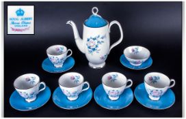 Royal Albert 13 Piece Coffee Set ' Sorrento ' Pattern. Comprises 5 Cups and Saucers, 1 Coffee Pot
